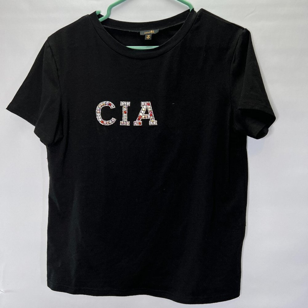 𝅺ONTWELFT Black Sequin Letter Top M